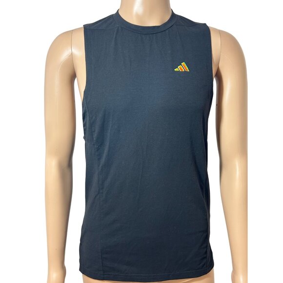 Adidas Men’s Training Tank Top S Black JF6604 Logo Activewear Gym Workout Run - Picture 1 of 12